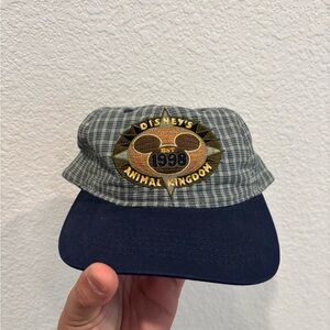 Walt Disney World Animal Kingdom Blue Plaid Strap Back Mickey Est.1998 Vintage
